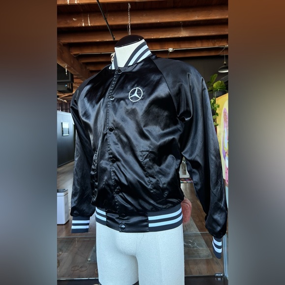 Mercedes Black Satin Bomber Jacket - Picture 1 of 4
